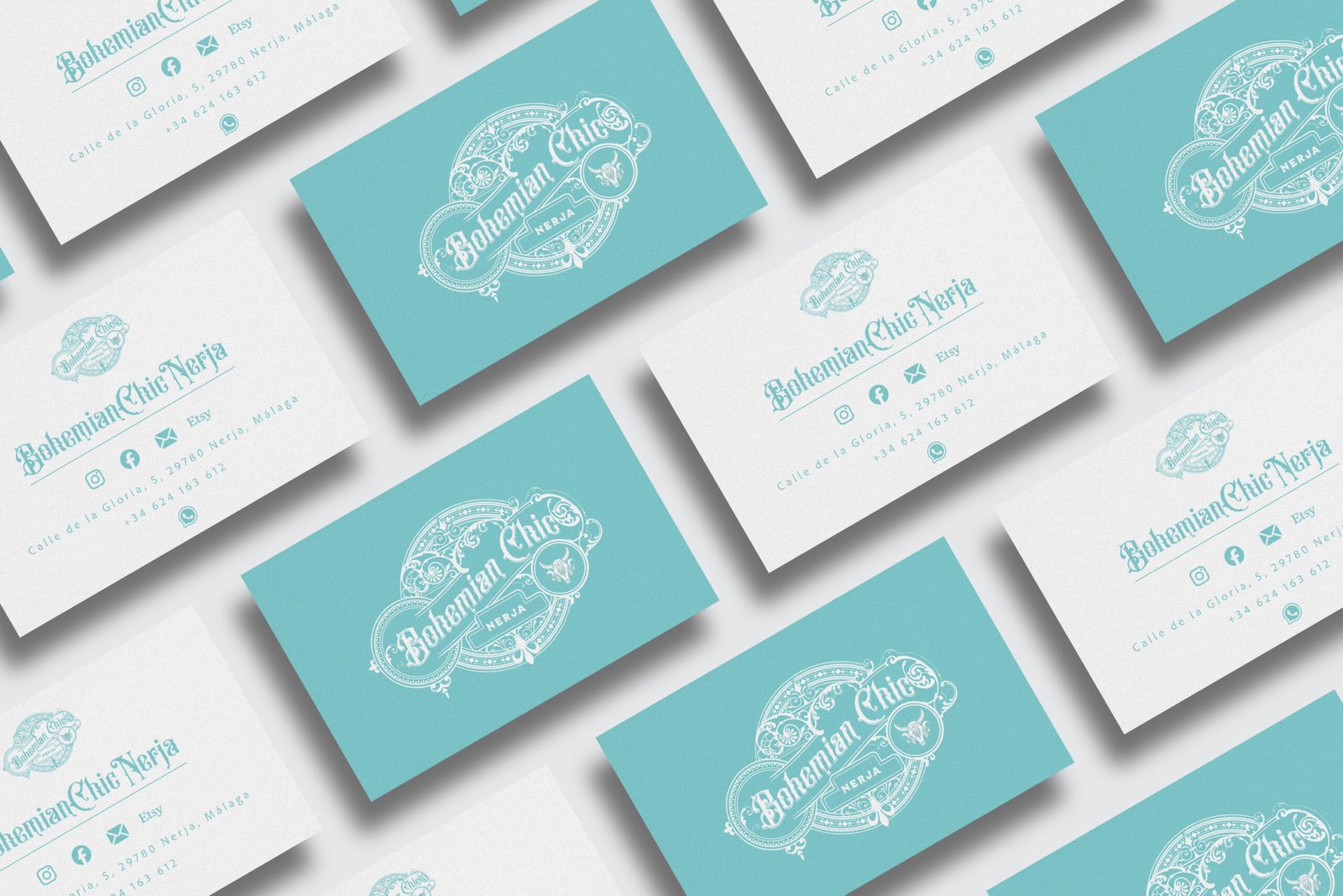 Bohemian Chic Nerja business card design